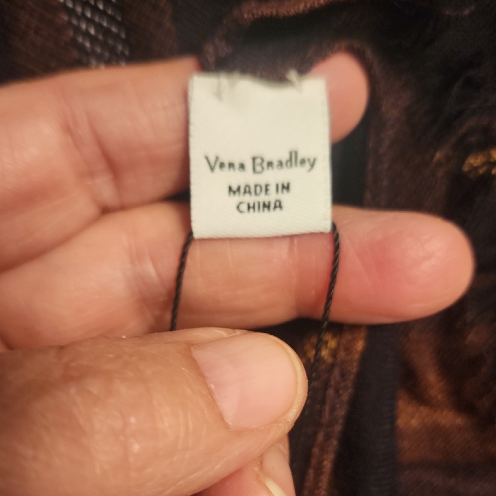 Vera Bradley Plaid Scarf in Brown and Purple - Picture 2 of 6